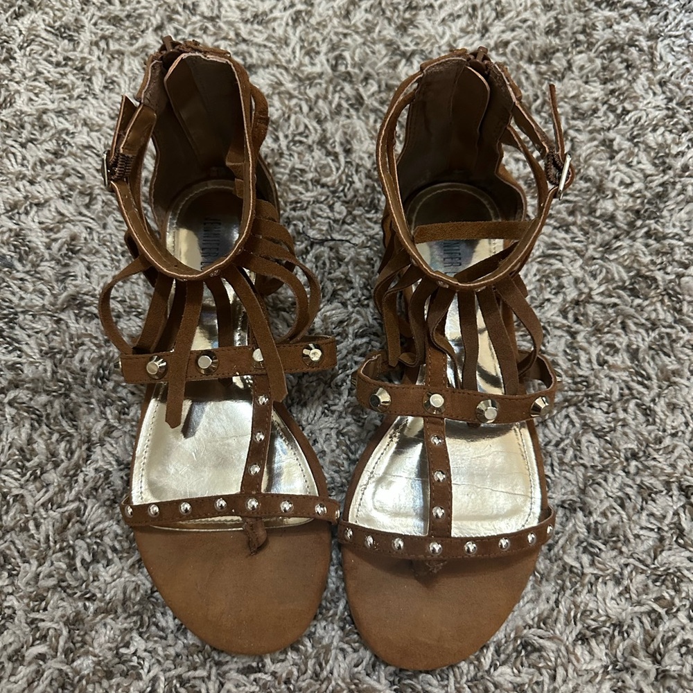 Jennifer Lopez Brown Studded Sandals